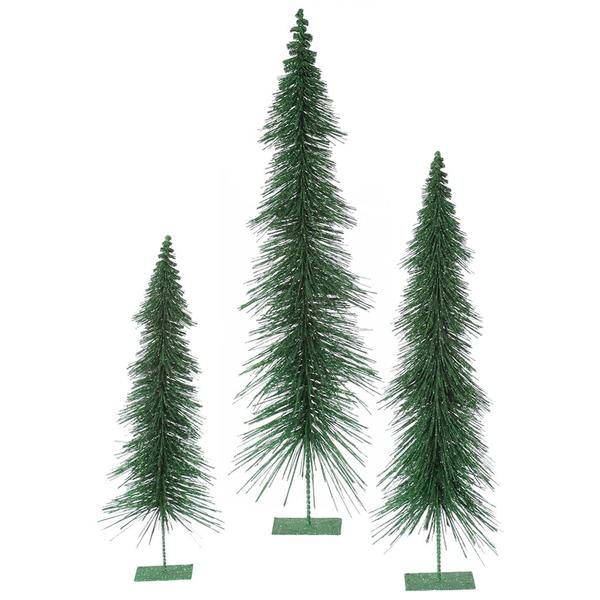 24" 30" 36" Emerald Glitter Layered Tree Set
