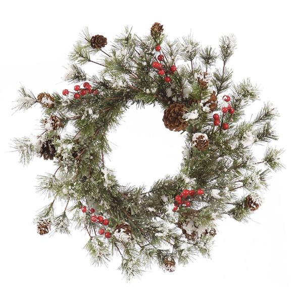 18" Artificial Snowy Monterey Pine with Berries