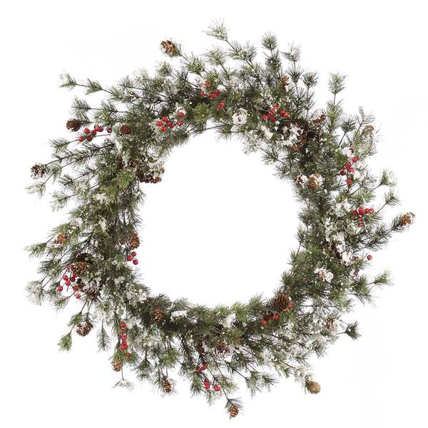 30" Artificial Snowy Monterey Pine with Berries