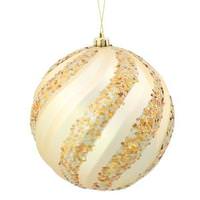 Vickerman 6" Champagne Matte Glitter Swirl Ball Ornament