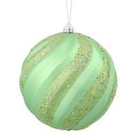 Vickerman 6" Celadon Matte Glitter Swirl Ball Ornament