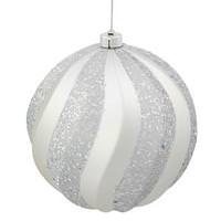 Vickerman 8" Silver Matte Glitter Swirl Ball Ornament