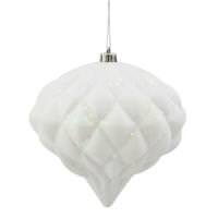 Vickerman 5.7" White Matte Glitter Diamond Onion Ornament