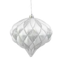 Vickerman 5.7" Silver Matte Glitter Diamond Onion Ornament