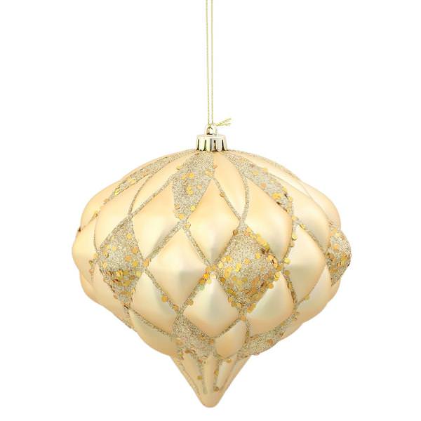 5.7" Gold Matte Glitter Diamond Onion Ornament
