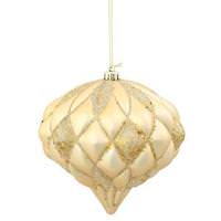 Vickerman 5.7" Gold Matte Glitter Diamond Onion Ornament