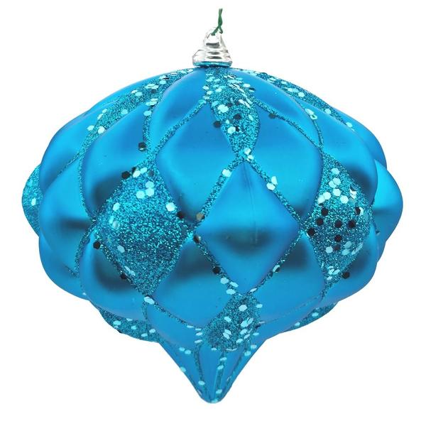 5.7" Teal Matte Glitter Diamond Onion Ornament
