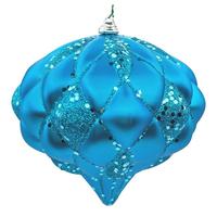 Vickerman 5.7" Teal Matte Glitter Diamond Onion Ornament