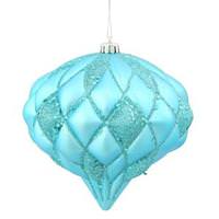 Vickerman 5.7" Teal Matte Glitter Diamond Onion Ornament
