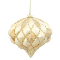 Vickerman 5.7" Champagne Matte Glitter Diamond Onion Ornament