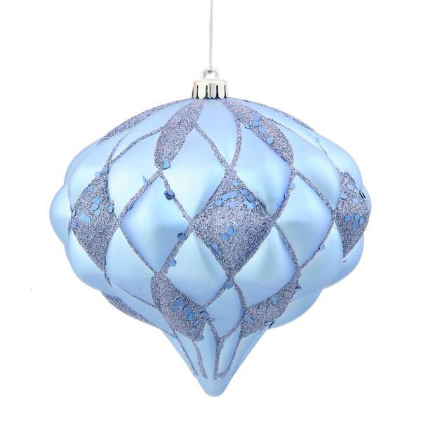 5.7" Lake Blue Matte Glitter Diamond Onion Ornament
