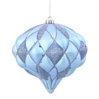 Vickerman 5.7" Lake Blue Matte Glitter Diamond Onion Ornament