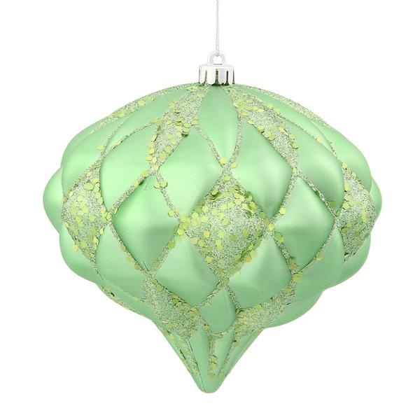 5.7" Celadon Matte Glitter Diamond Onion Ornament