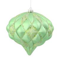 Vickerman 5.7" Celadon Matte Glitter Diamond Onion Ornament