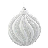 Vickerman 6" Silver Matte Glitter Flat Ball Ornament