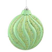 Vickerman 6" Celadon Matte Glitter Flat Ball Ornament