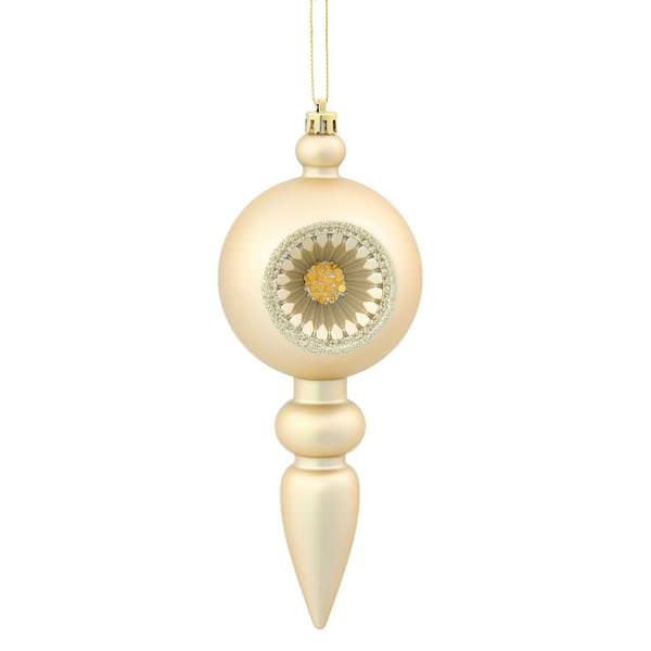 8" Champagne Matte Glitter Finial Ornament