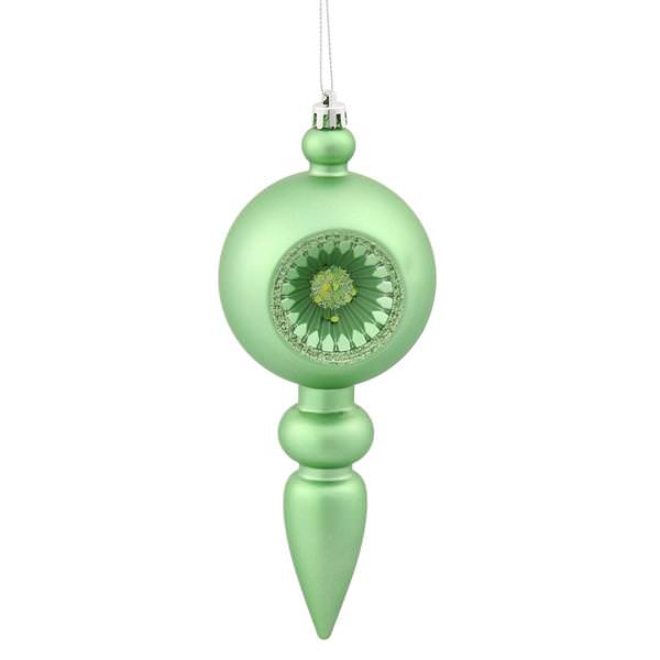 8" Celadon Matte Glitter Old-Fashioned Finial Ornament