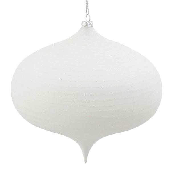 4" White Matte Glitter Onion Ornament