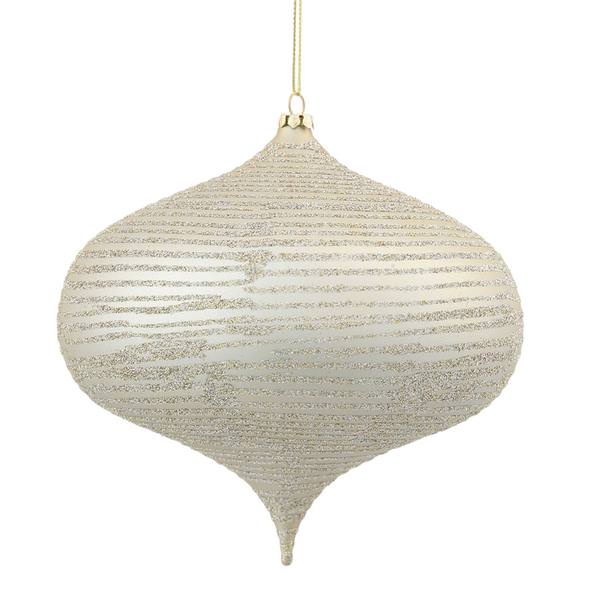 6.3" Champagne Matte Glitter Onion Ornament