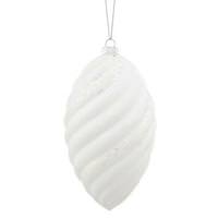 Vickerman 8" White Matte Glitter Swirl Drop Ornament