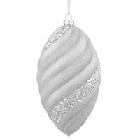 Vickerman 25" Silver Matte Glitter Swirl Drop Ornament