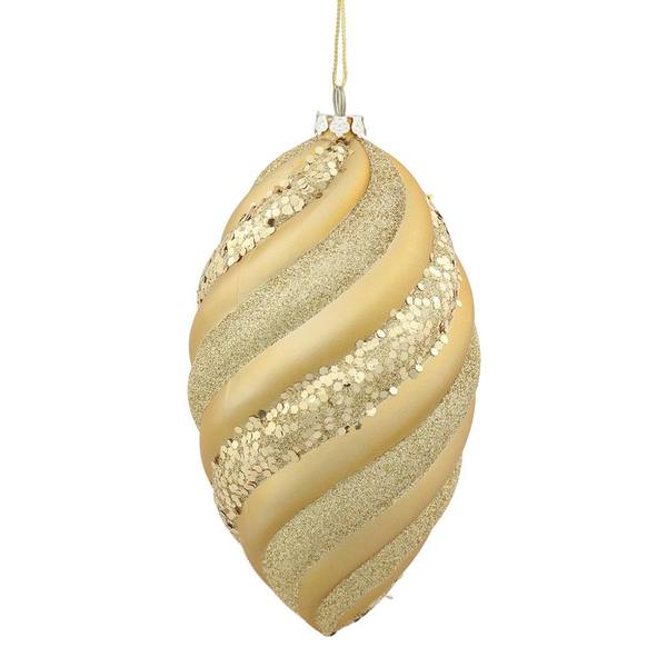 25" Gold Matte Glitter Swirl Drop Ornament