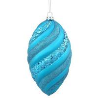 Vickerman 8" Teal Matte Glitter Swirl Drop Ornament