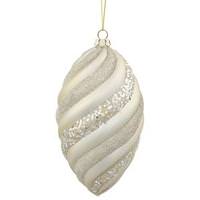 Vickerman 8" Champagne Matte Glitter Swirl Drop Ornament