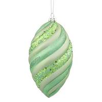 Vickerman 8" Celadon Matte Glitter Swirl Drop Ornament