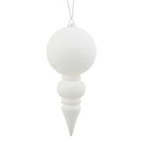 Vickerman 7" White Matte Glitter Finial Ornament
