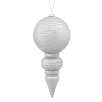 Vickerman 7" Silver Matte Glitter Finial Ornament