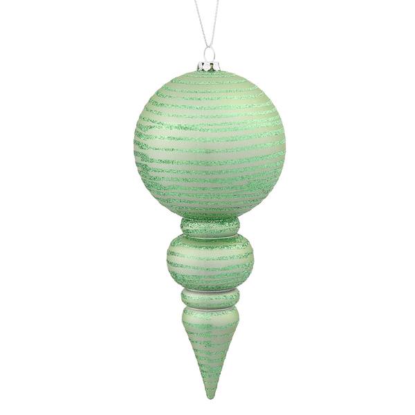 7" Celadon Matte Glitter Finial Ornament