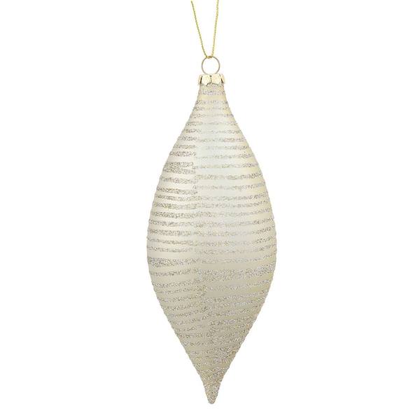 7" Champagne Matte Glitter Drop Ornament