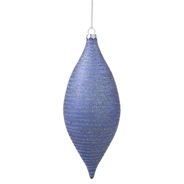 7" Lake Blue Matte Glitter Drop Ornament