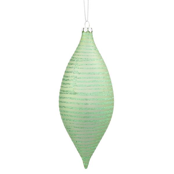 7" Celadon Green Drop Matte Glitter Ornament