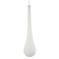 Vickerman 12" White Matte Glitter Teardrop Ornament