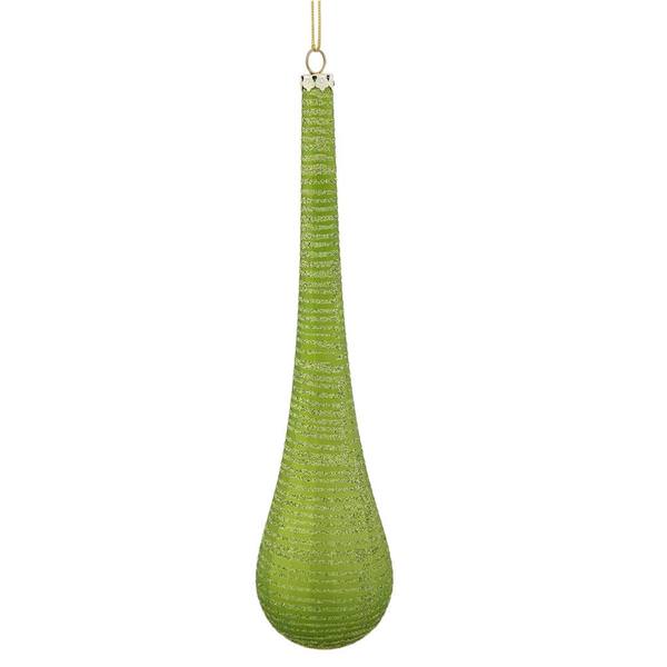 12" Lime Matte Glitter Teardrop Ornament