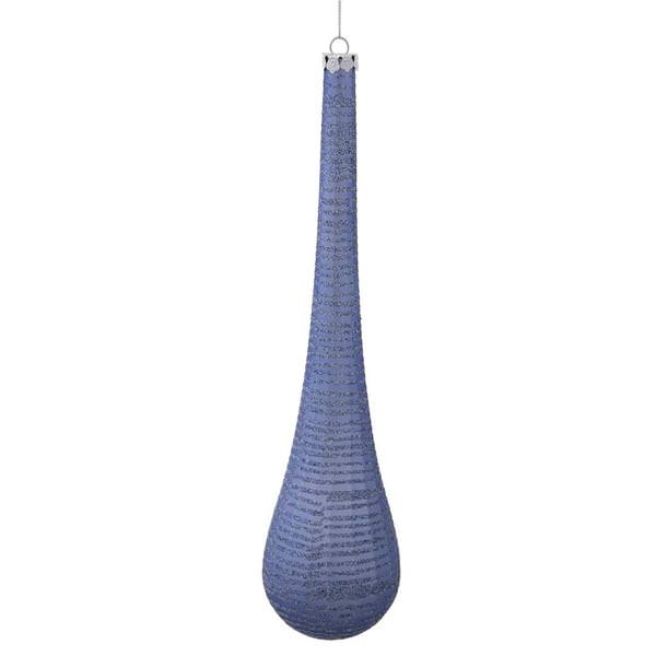 12" Lake Blue Matte Glitter Teardrop Ornament