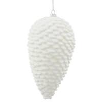 Vickerman 7" White Matte Glitter Pine Cone Ornament
