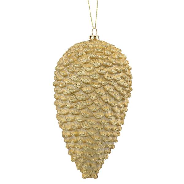 7" Gold Matte Glitter Pine Cone Ornament