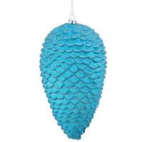 Vickerman 7" Teal Matte Glitter Pine Cone Ornament