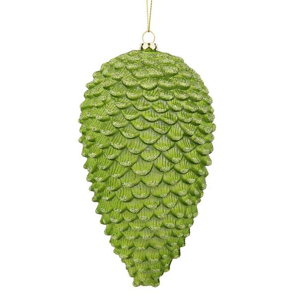 7" Lime Matte Glitter Pine Cone Ornament