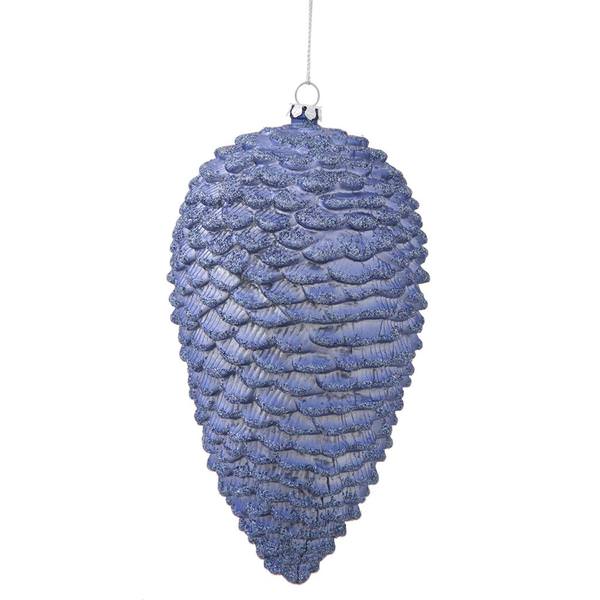 7" Lake Blue Matte Glitter Pine Cone Ornament