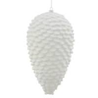 Vickerman 10" White Matte Glitter Pine Cone Ornament