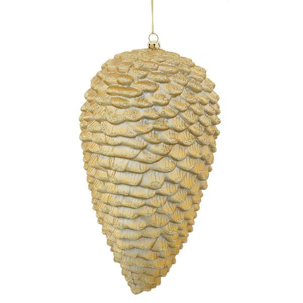 10" Gold Matte Glitter Pine Cone Ornament