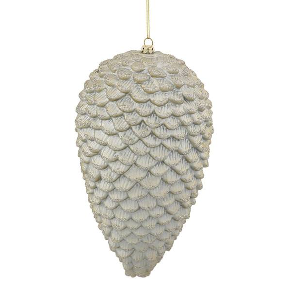 10" Champagne Matte Glitter Pine Cone Ornament