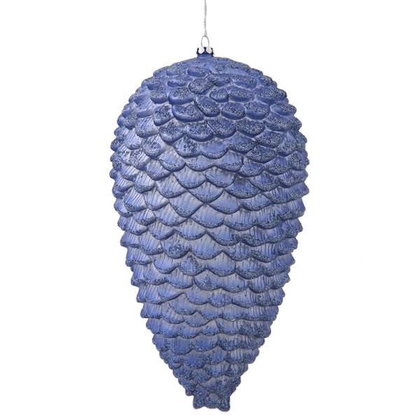 10" Lake Blue Matte Glitter Pine Cone Ornament