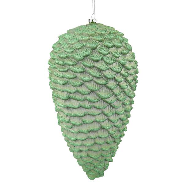 10" Celadon Matte Glitter Pine Cone Ornament