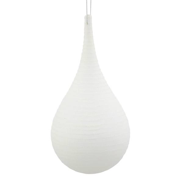 4" White Matte Glitter Onion Drop Ornament
